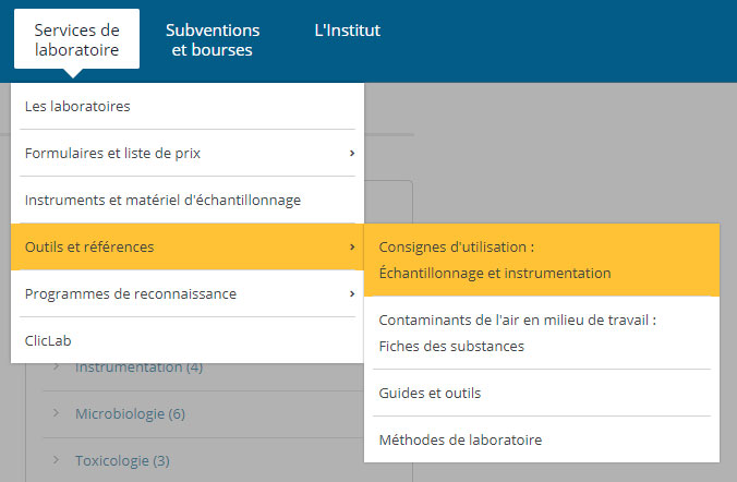 consignes d’utilisation pour l’échantillonnage et l’instrumentation